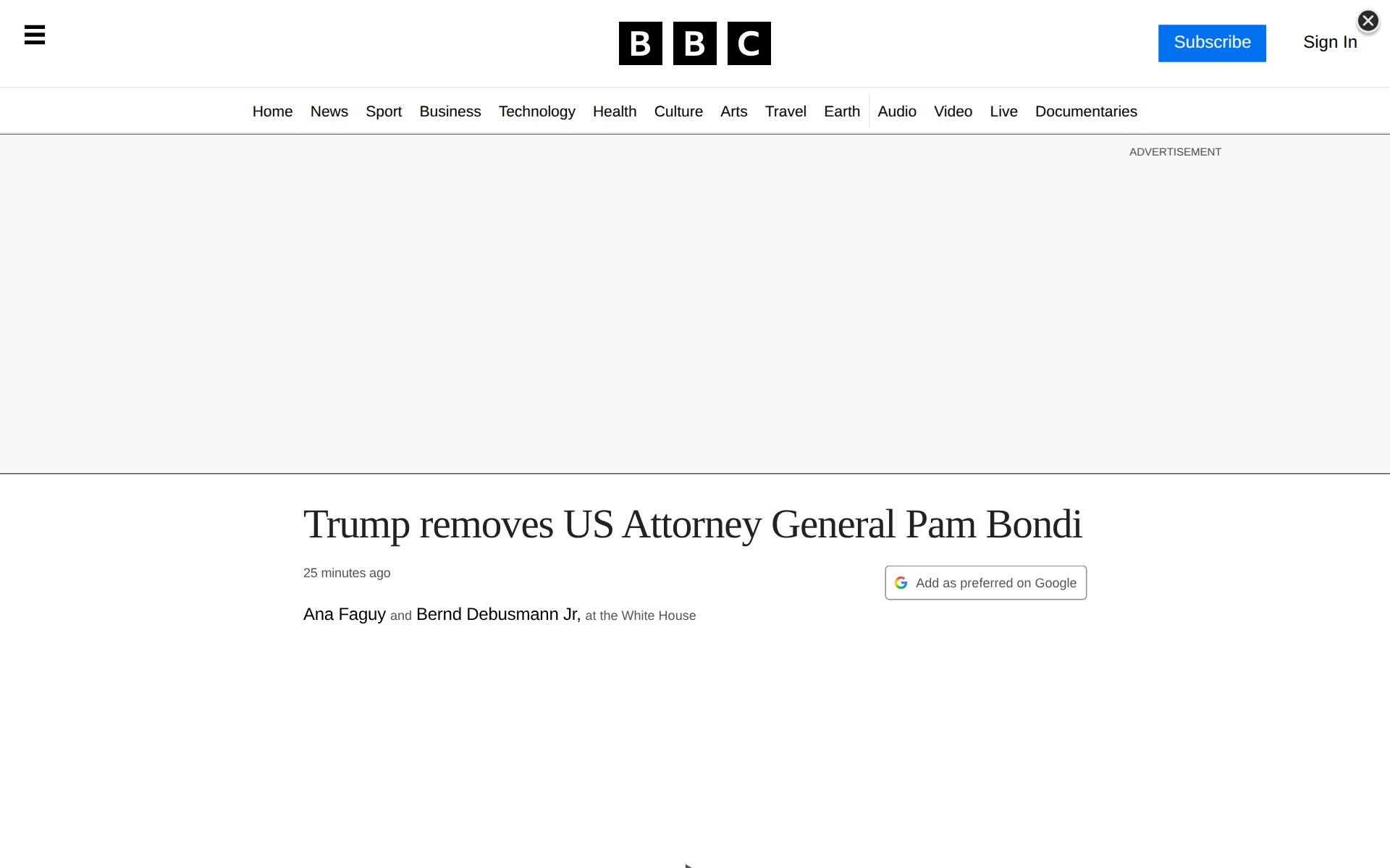 Trump removes US Attorney General Pam Bondi - 保存されたスクリーンショット