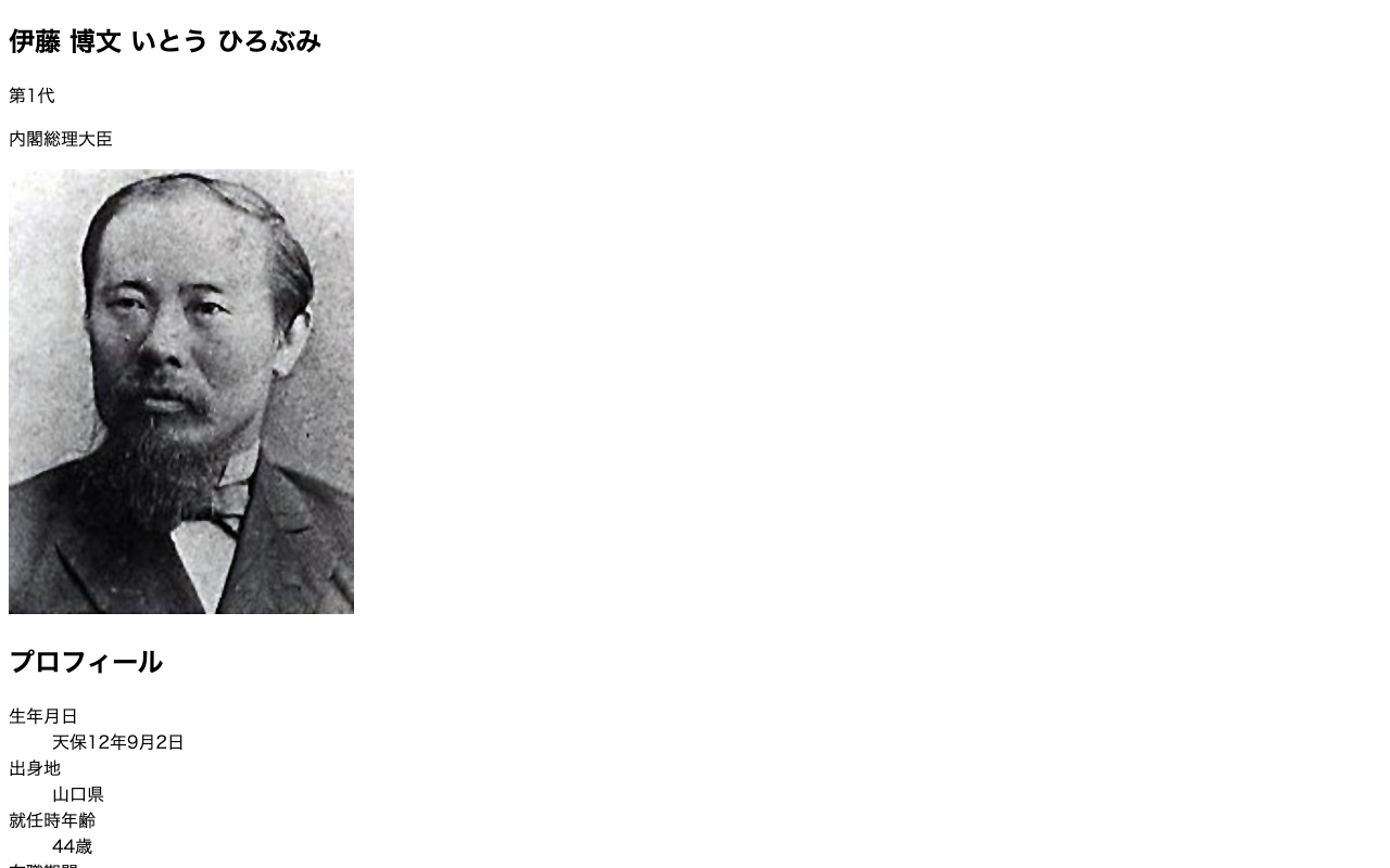 第1代 伊藤 博文 | 歴代内閣 | 首相官邸ホームページ - 保存されたスクリーンショット