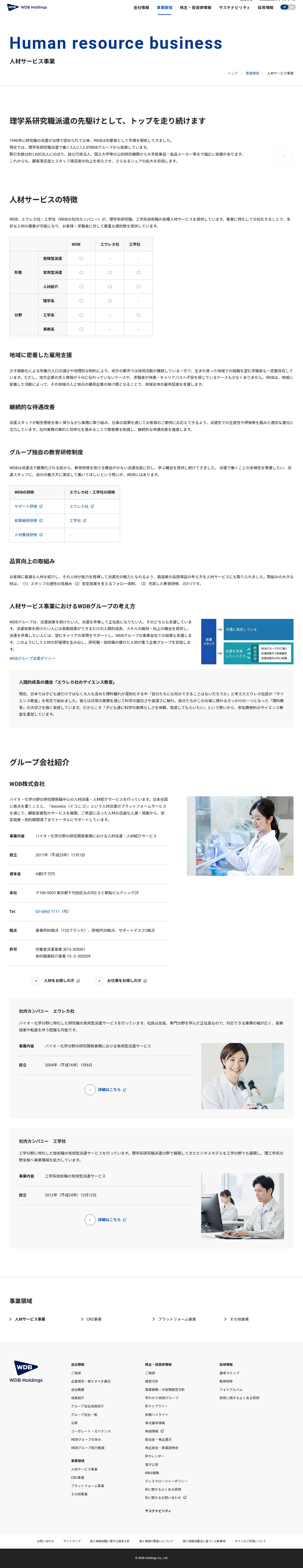 人材サービス事業 | WDBホールディングス株式会社 - 保存されたスクリーンショット