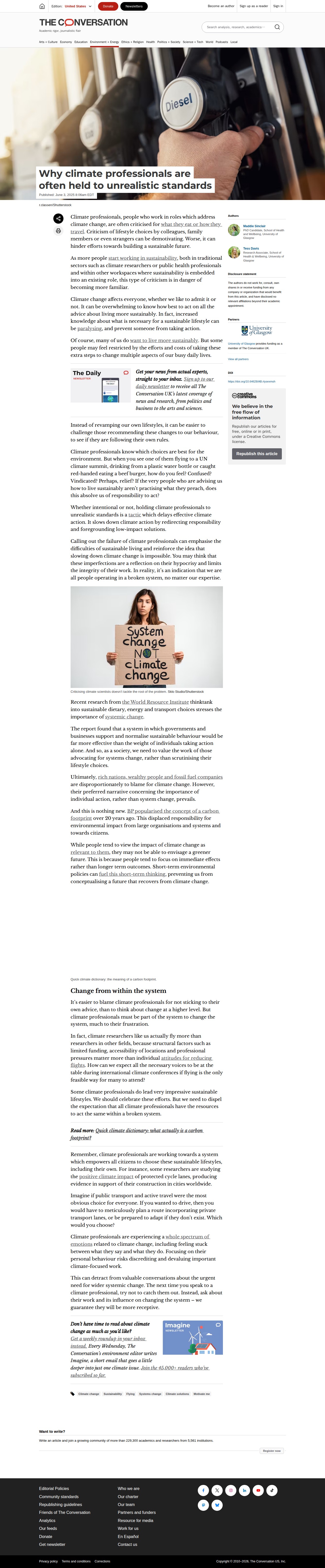 Why climate professionals are often held to unrealistic standards - 保存されたスクリーンショット