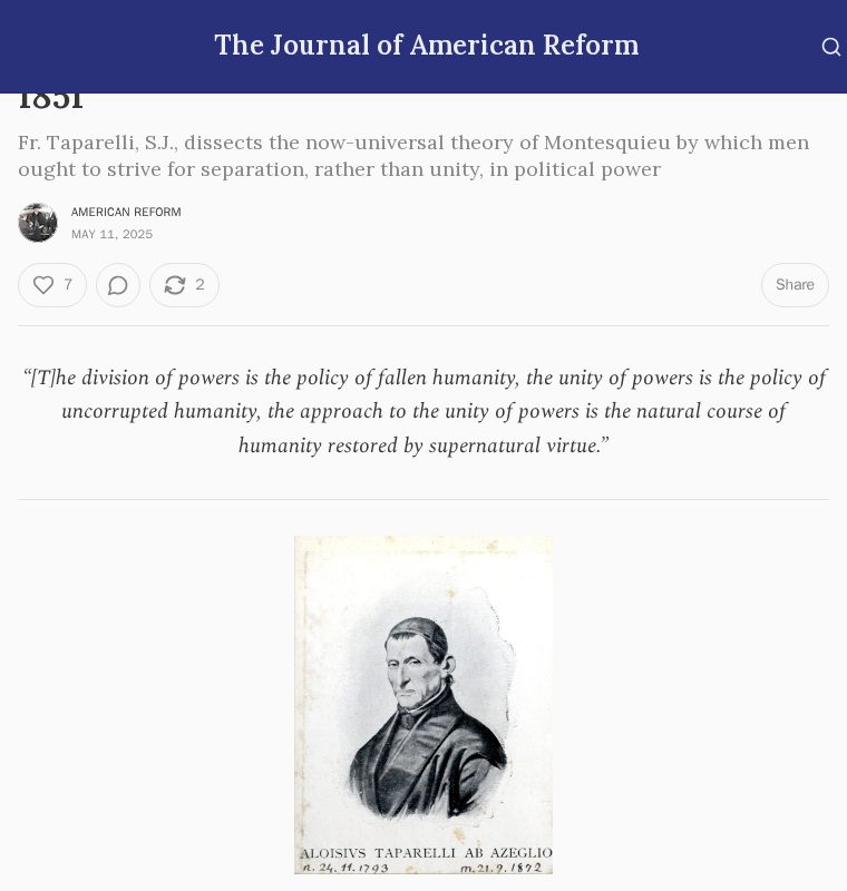 On the Division of Political Power — Taparelli, 1851 - 保存されたスクリーンショット