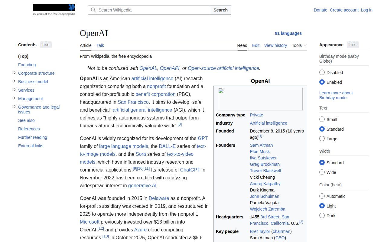 OpenAI - Wikipedia - 保存されたスクリーンショット