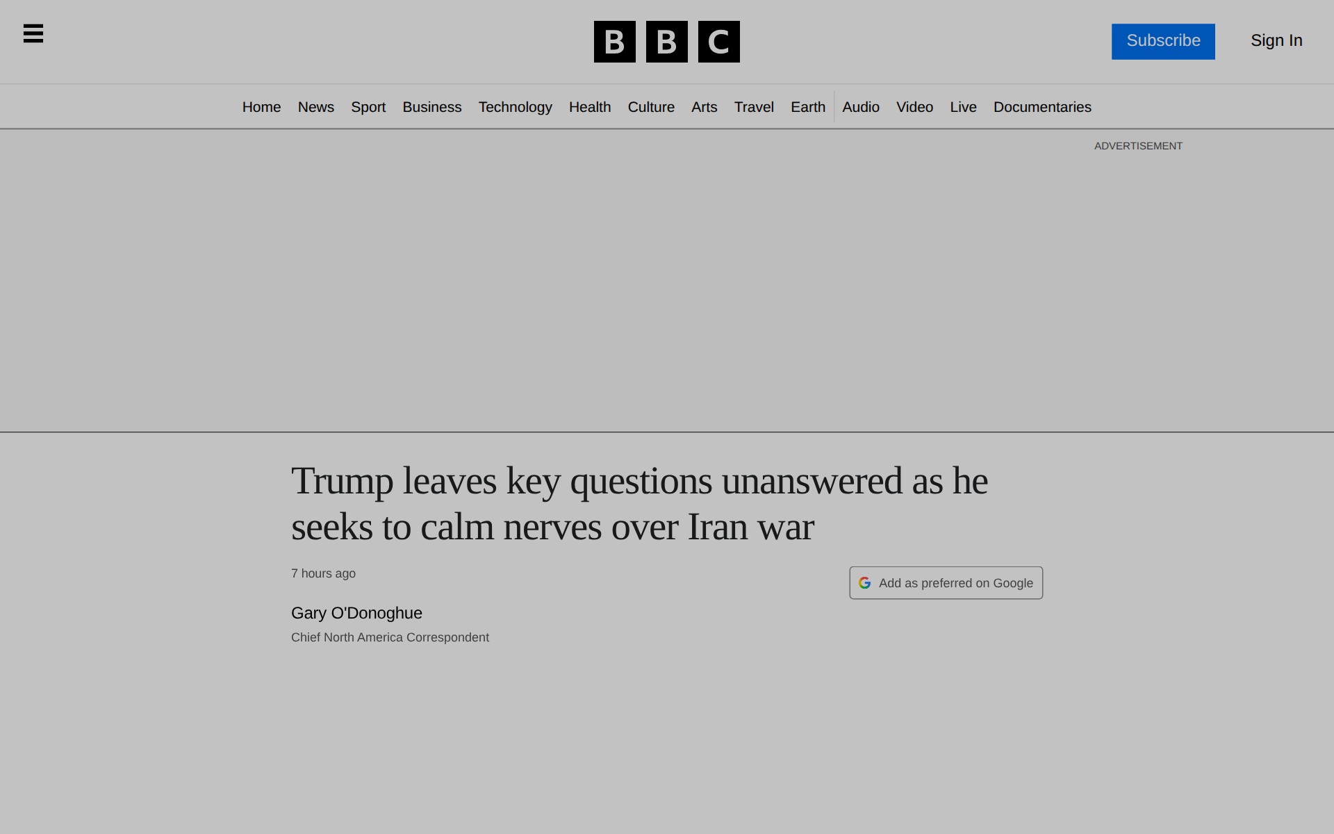 Trump offers few answers as he seeks to calm nerves over Iran war - 保存されたスクリーンショット