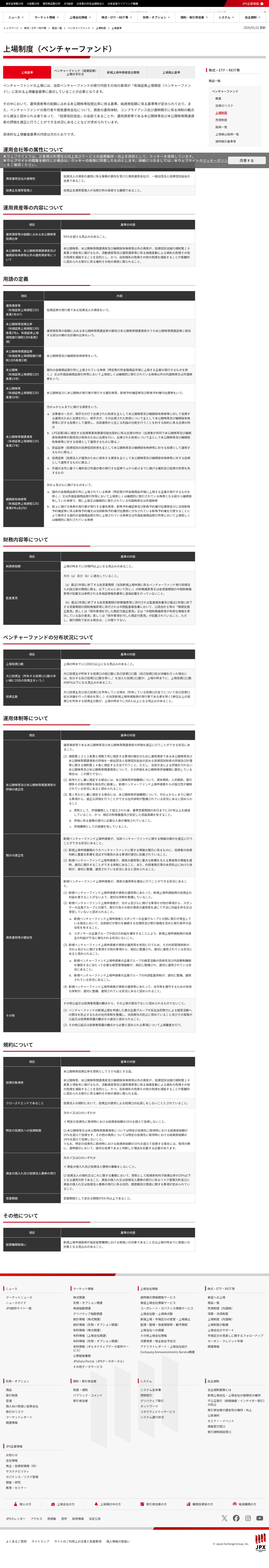 上場基準 | 上場制度(ベンチャーファンド) | 日本取引所グループ - 保存されたスクリーンショット
