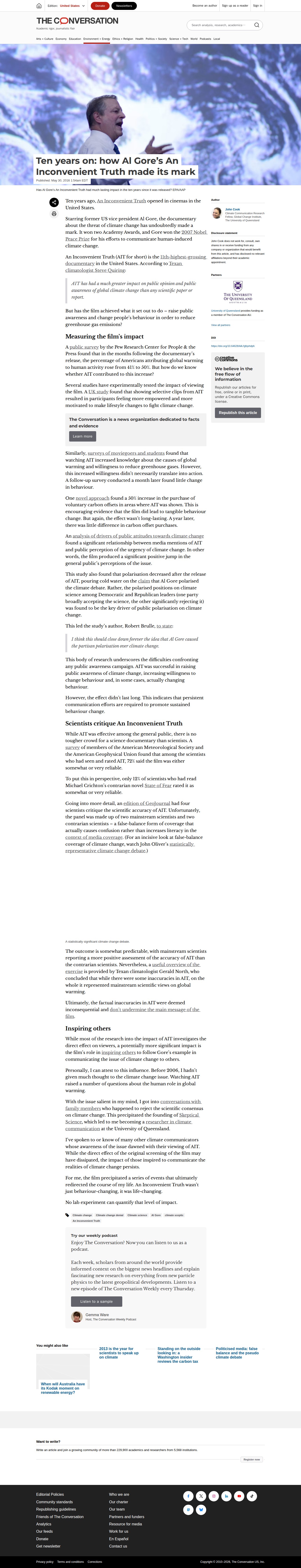 Ten years on: how Al Gore’s An Inconvenient Truth made its mark - Saved screenshot
