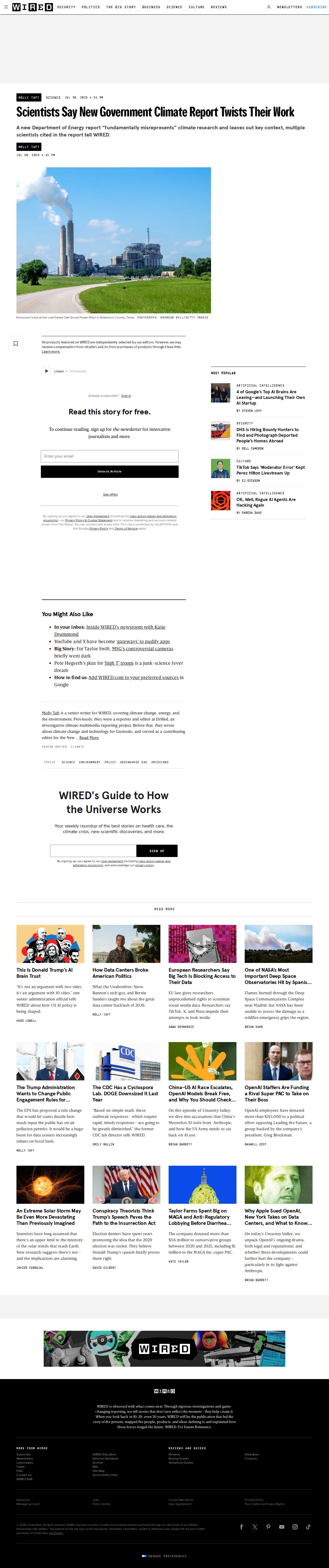 Scientists Say New Government Climate Report Twists Their Work | WIRED - Saved screenshot