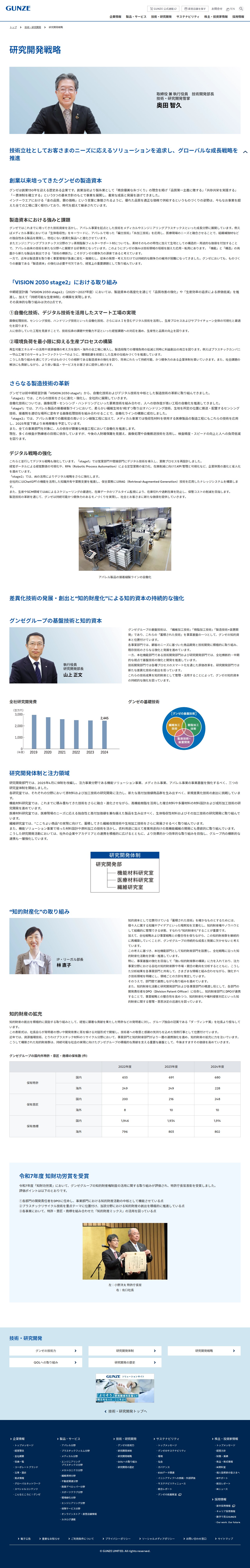 研究開発戦略 | 技術・研究開発 | グンゼ株式会社 - 保存されたスクリーンショット