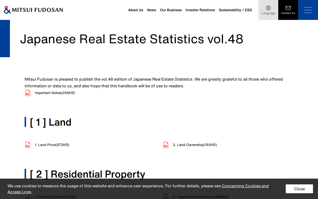 Mitsui Fudosan | Japanese Real Estate Statistics vol.48 - 保存されたスクリーンショット