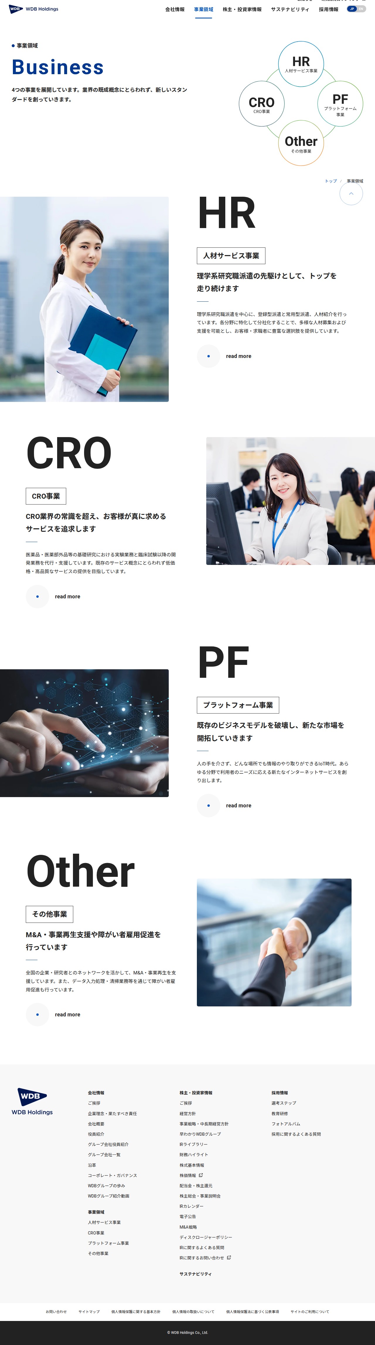 事業領域 | WDBホールディングス株式会社 - 保存されたスクリーンショット