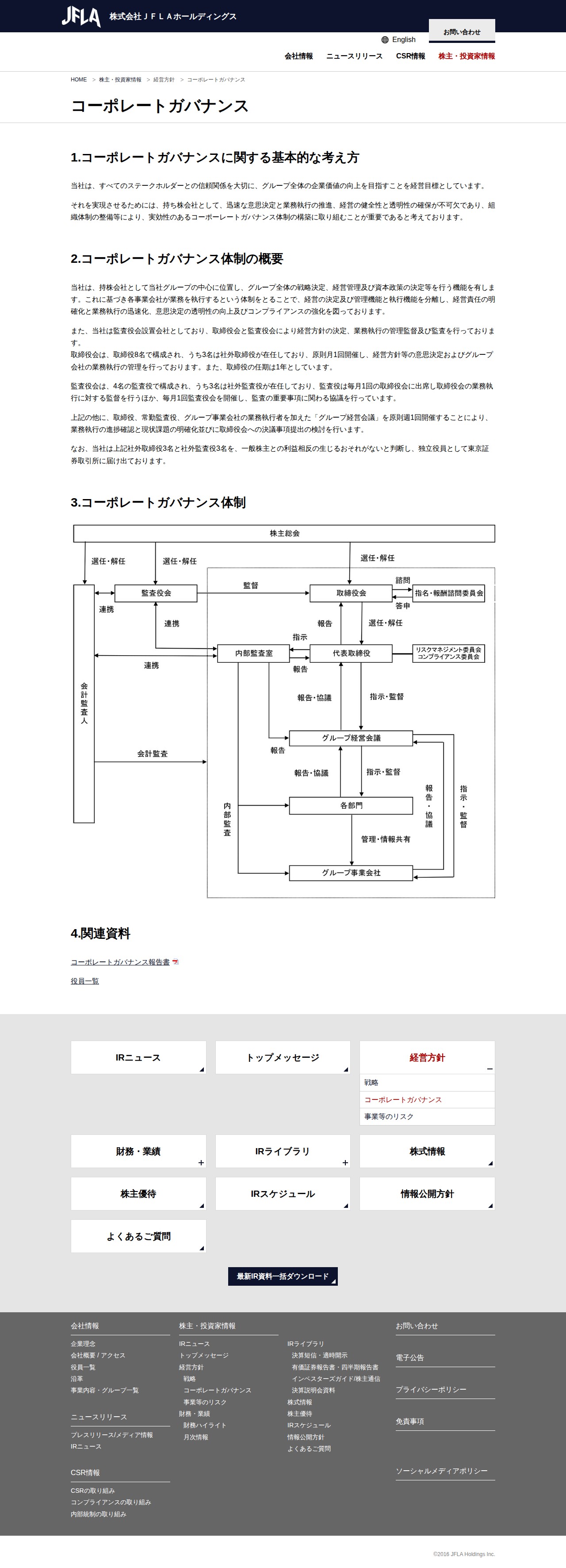 コーポレートガバナンス | 株式会社JFLAホールディングス - 保存されたスクリーンショット