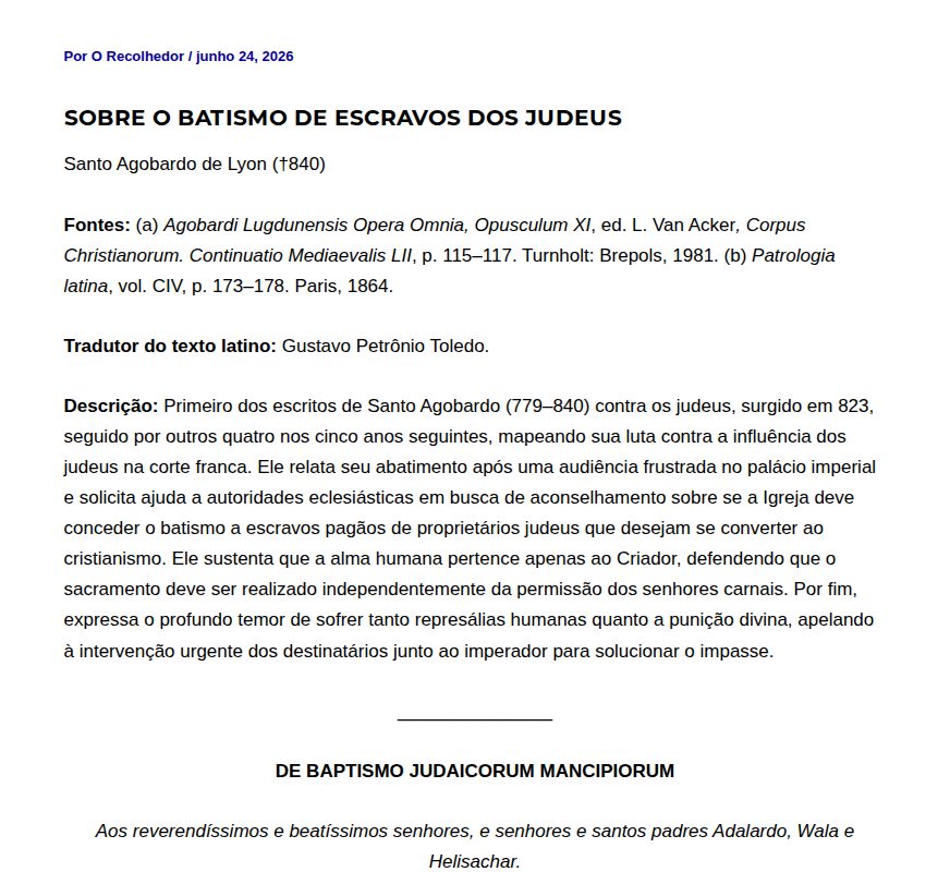 Sobre o batismo de escravos dos judeus - O Recolhedor - 保存されたスクリーンショット