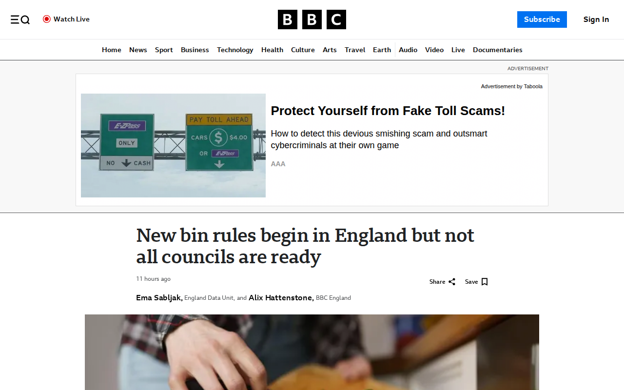 New bin rules in force in England but not all councils are ready - 保存されたスクリーンショット