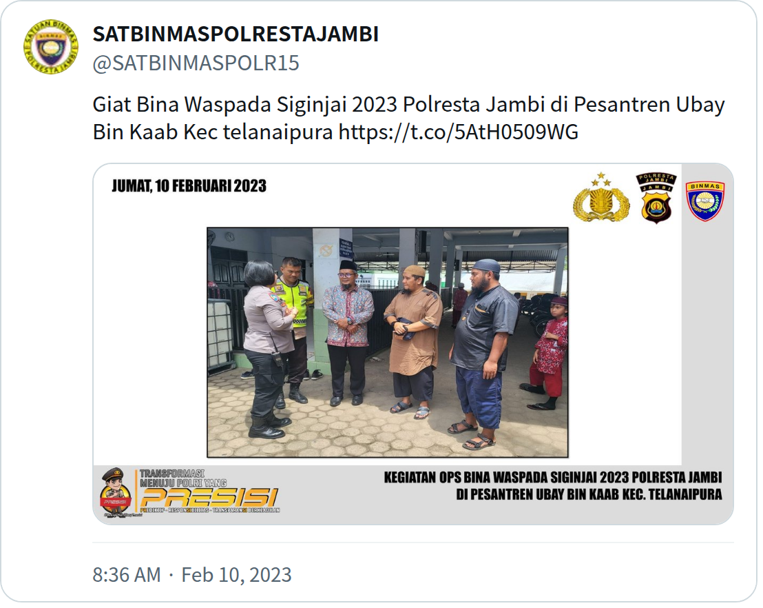 SATBINMASPOLRESTAJAMBI (@SATBINMASPOLR15) - Saved screenshot