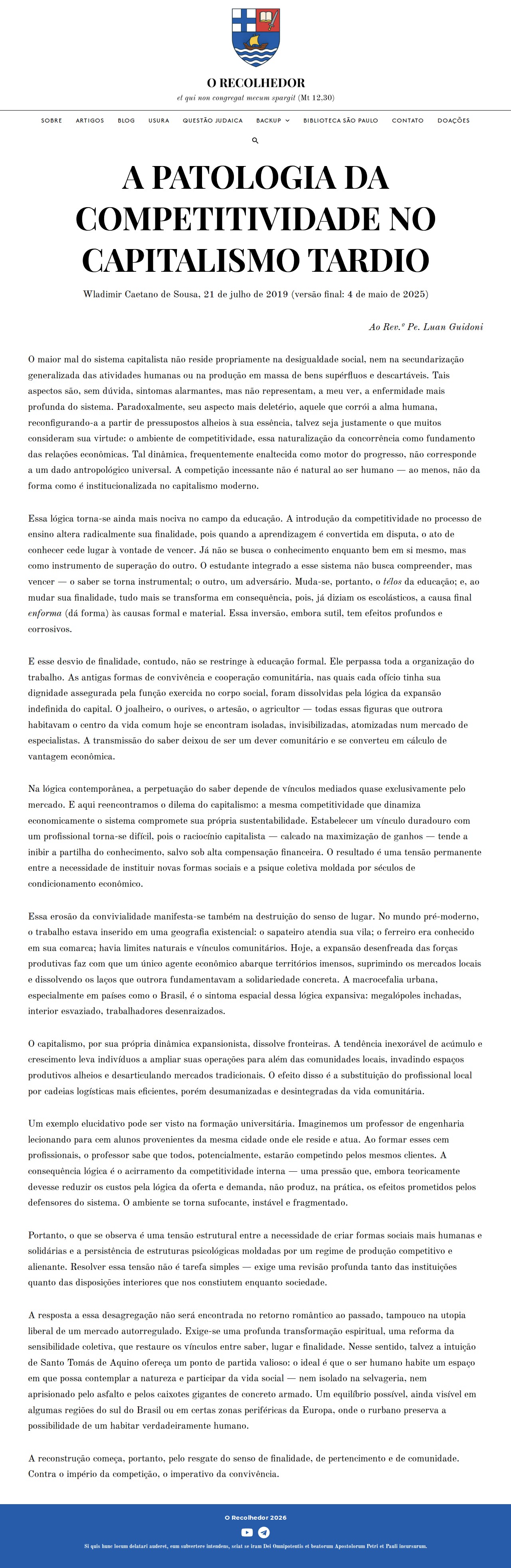 A patologia da competitividade no capitalismo tardio - O Recolhedor - 保存されたスクリーンショット