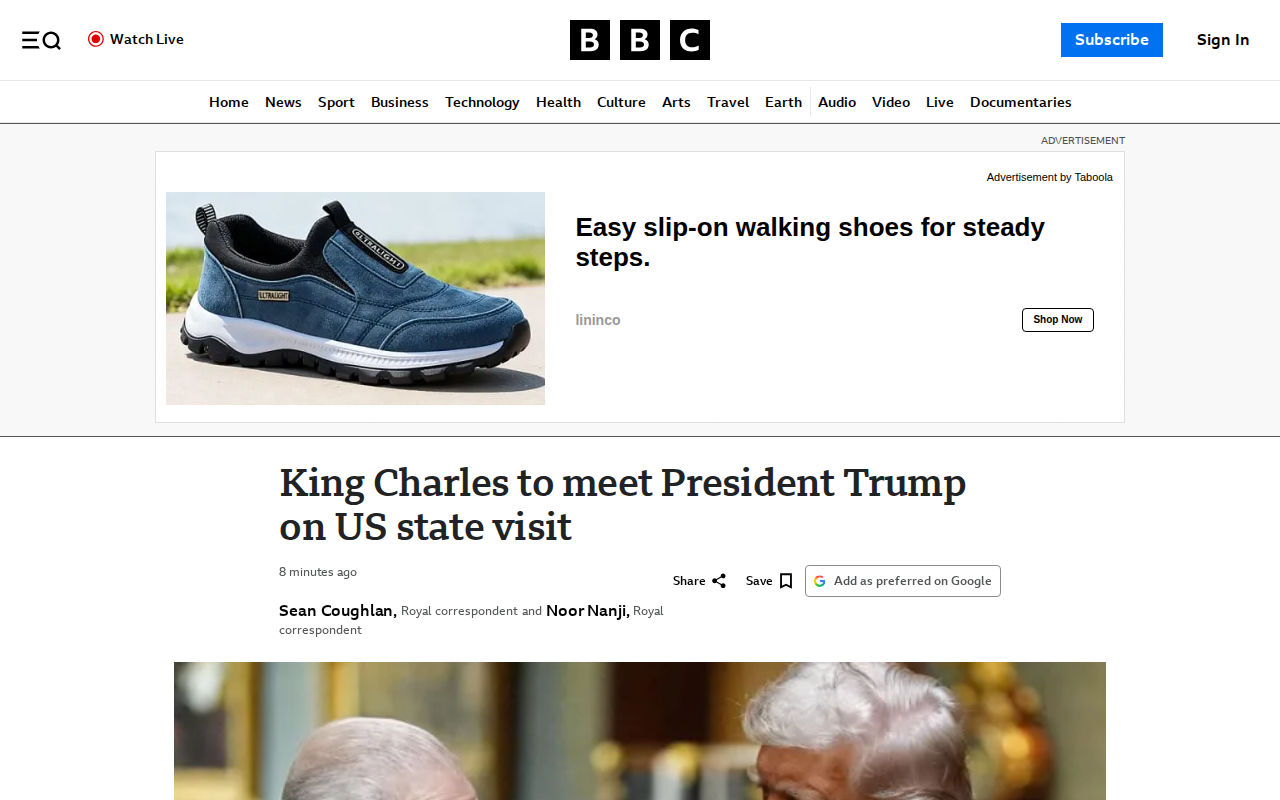 King Charles and Camilla to meet President Trump on US state visit in April - 保存されたスクリーンショット
