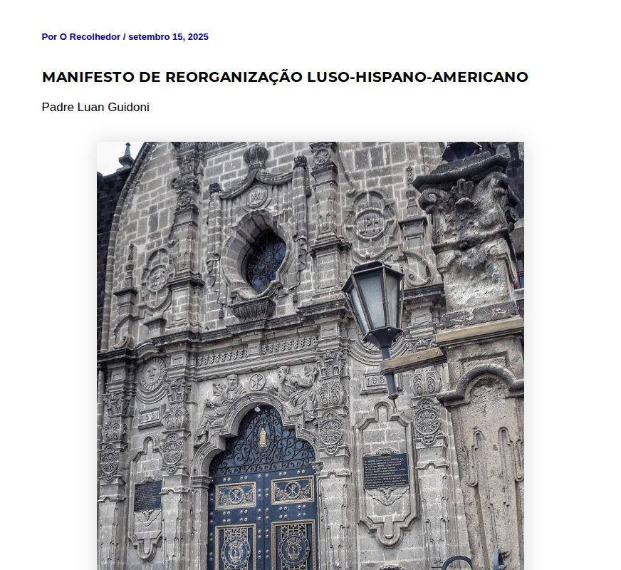 Manifesto de reorganização luso-hispano-americano - O Recolhedor - 保存されたスクリーンショット