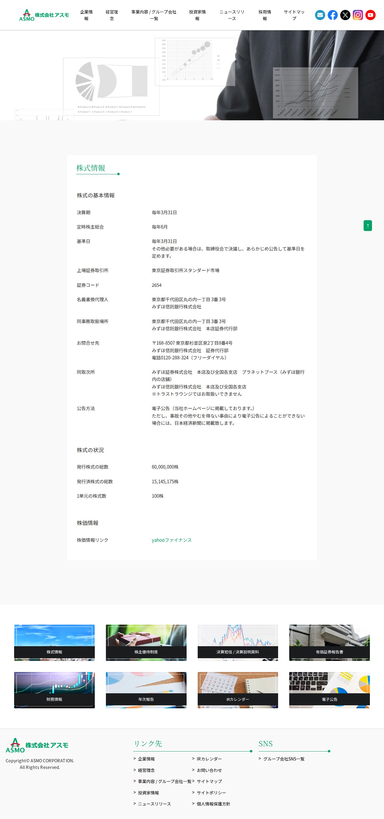 株式情報 | 株式会社アスモ - Saved screenshot