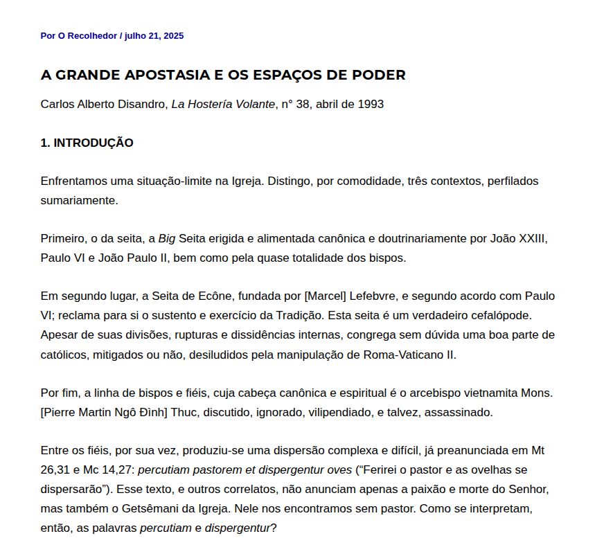 A grande apostasia e os espaços de poder - O Recolhedor - 保存されたスクリーンショット