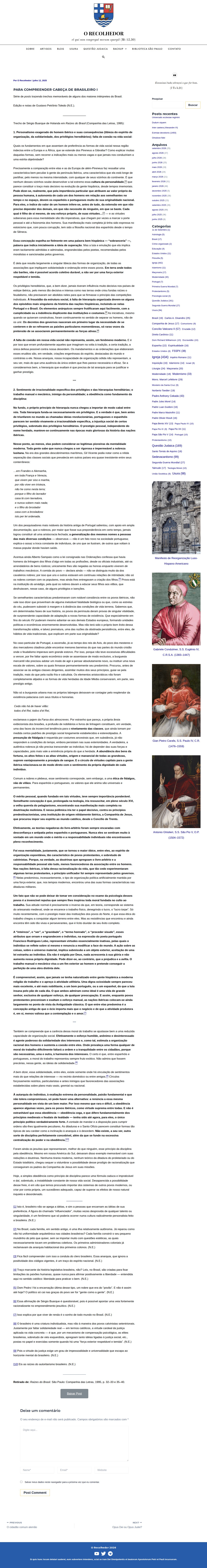Para compreender cabeça de brasileiro I - O Recolhedor - 保存されたスクリーンショット