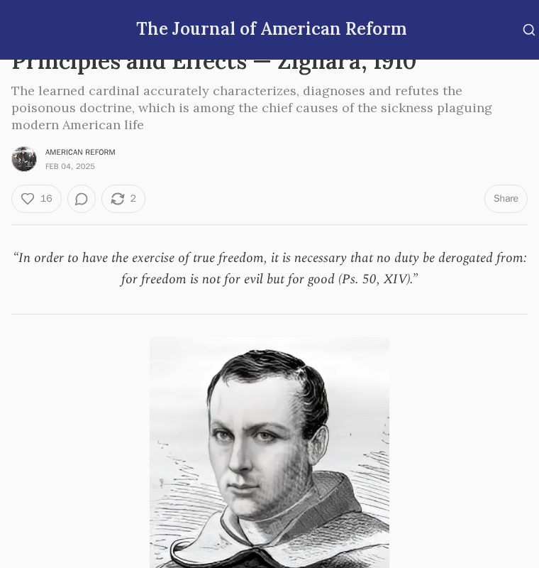 The Doctrine of 'Liberty of Conscience', its Principles and Effects — Zigliara, 1910 - 保存されたスクリーンショット