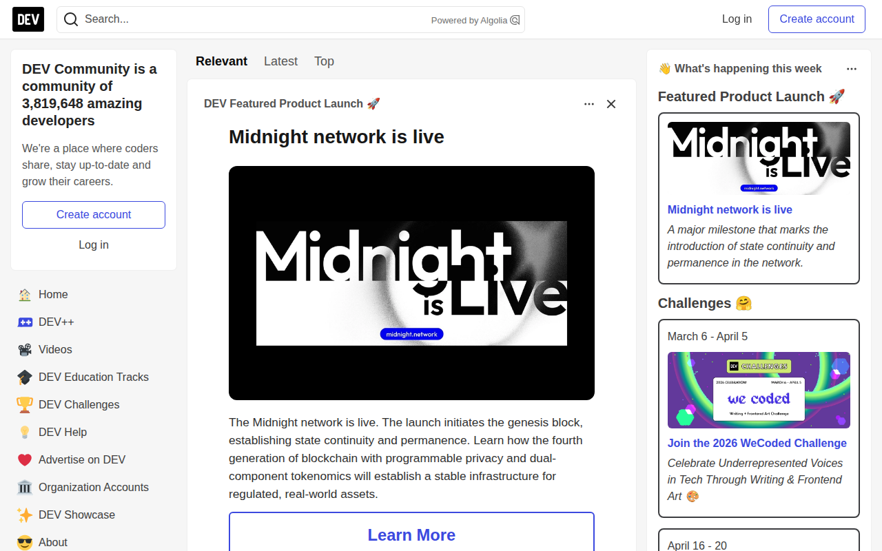DEV Community - Saved screenshot